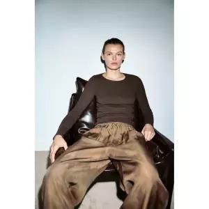 Zara 자라 코튼 티셔츠 - 브라운 0264/605/700