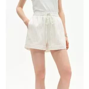 엘럽 여자 스트라이프 셔츠 잔 리넨 반바지 봄슬림핏 3부 바지 원템1