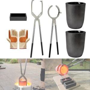 넬리로 6KG 장갑 도가니 주조용 흑연 집게 잉곳 프로 2개 세트 몰드 금속