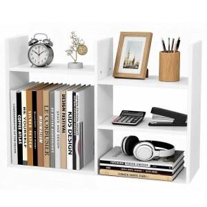 데스크톱 선반 정리 책상 기숙사 필수품 및 홈 오 를 위한 화이트 데스크 허치 수납 장식 디스플레이를 작은 테이블탑 책장
