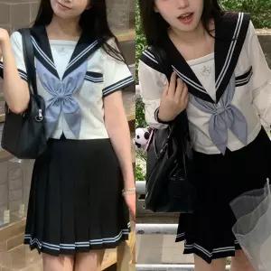 교복몰 스카이블루 두줄라인 벚꽃자수 마린 세라복 ayM8+9BFy