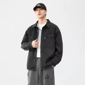 남자 데님 빈티지 캐주얼 가을 카고 셔츠 코트 패션 청자켓 루즈핏 워싱 긴팔 OP3