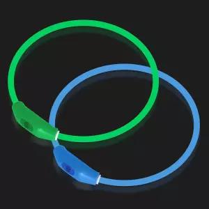 Novkin 2팩 LED 도그 칼라 라이트 업 야간 보행을 위한 충전식 유니버설 소형 중형 대형견 그린앤블루용