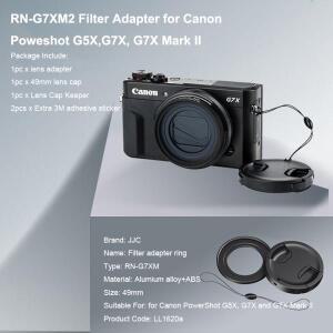 Canon Powershot G5X,G7X,G7X Mark II용 2 in 1 RN-G7XM2 필터 어댑터 49mm 렌즈 캡