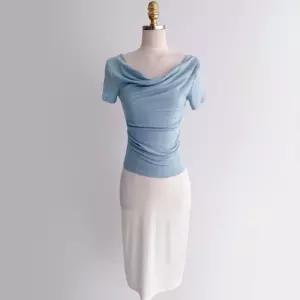 여성 언발 랩 셔링 드레이프 슬림 반팔티