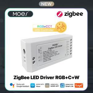 MOES 신형 ZigBee 3.0 스마트 디머 모듈 스위치 RGB CCT LED 스트립용 라이프 투야 앱 제어 알렉사 에코 구