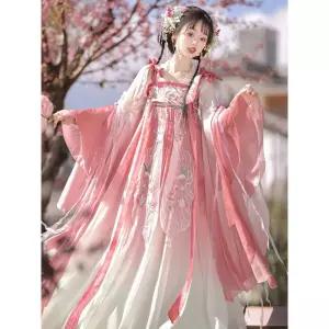 한푸 전통 고대 선녀복 여자 청록색 의상 축제 당나라 호위