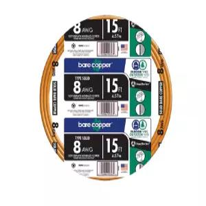 사우스와이어 8게이지 베어 구리선 - 접지 및 전기 용도용 솔리드 소프트 드로우 비절연 도체 15피트