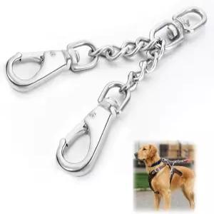 듀얼 클라스프 프롱 칼라 안전 클립 스테인리스 스틸 개 목걸이 및 당김 하네스 커넥터가 없는 DEYACE 목줄