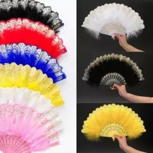 [문구/오피스] 우아한 손잡이 디자인 선풍기 부채 부채 고급 접이식 깃털