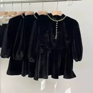 여사친 원피스 블랙 가을 하객 윈드 벨벳 긴팔 BE3