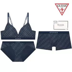 [백화점 홈쇼핑 정품] 게스 언더웨어 [선물포장] 노와이어 타탄체크 커플속옷세트 GEWBR831GEWBP831GEMDR83