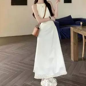 여성 홀터넥 휴양지 여름 롱원피스 허리트임 드레스 2색