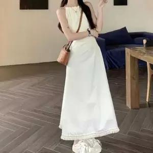 여성 홀터넥 롱원피스 허리트임 휴양지 드레스 2색