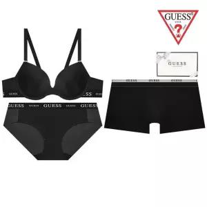 [백화점 정품] 게스 GUESS 25SS [선물포장] 톤톤밴드 블랙 커플속옷세트 GEWBR161GEWBP161OGEMDR210BK