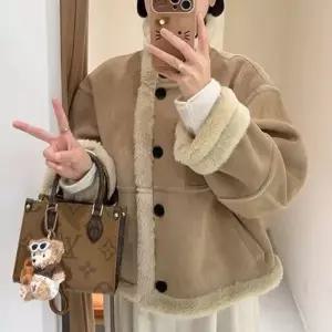 [하프클럽/]다이니 안감털 스웨이드 자켓 blk004142