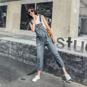 [옷은날개] 여자 멜빵바지 데님 오버롤 9부 러블리 캐주얼 청바지