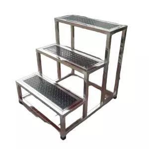 안전 3단 스테인레스 안내 사다리 계단 철재 레드 디딤대