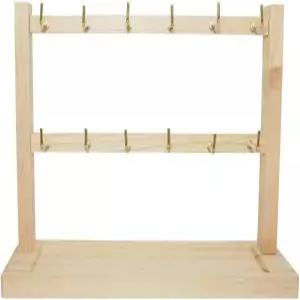 목걸이용 고리가 달린 나무 디스플레이 이크 2겹 반지 귀걸이 팔찌 및 기타 보석 보관 랙