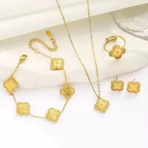 목걸이 귀걸이 팔찌 반지 클로바 써지컬 주얼리 4종세트