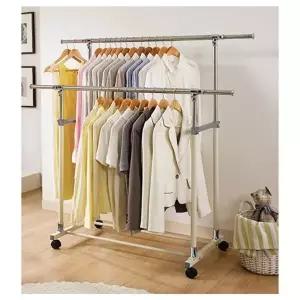 이동식 2단 선반행거 철제 옷걸이 스탠드 옷장 수납 선반형 공간활용