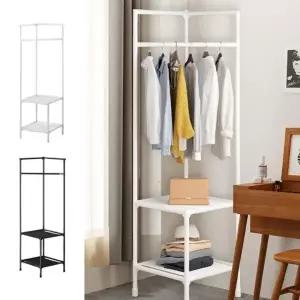 코너 행거 조립식 원룸 좁은방 공간활용 스탠드 옷장 철제 2단 거실선반