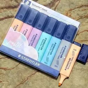 파스텔 형광펜 세트 6색 B촉 필기용 수채화 색연필 스타일