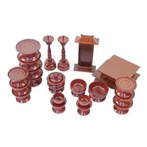 차례 제기 원목 제사상 성묘 전통 나무 기제사 휴대용 세트 반상기