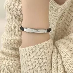 가죽 팔찌 이니셜 각인 손목 액세서리 커플 끈