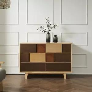 [인터데코]자연친화적인 거실,침실용 원목 서랍장 3단6칸 120cm P0000BYE