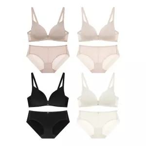 WONDERBRA [최지수 PICK][4PACK][스킨팔레트] 아쿠아 V넥 노와이어 브라팬티 세트 2099932