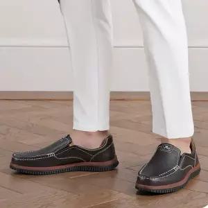 남성 고급 모던 소가죽 스티치 로퍼 스니커즈 슬립온