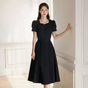 [시크라인] (~XXL까지) 미에준 스윗하트 스퀘어넥 벨트 원피스 여름 하객룩 오피스룩 모임룩 격식룩 빅사이즈