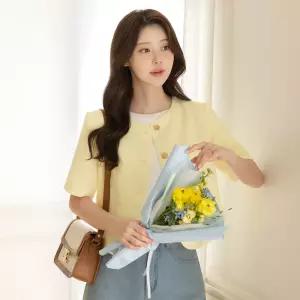 [시크라인] (~XXL까지) 케다준 라운드넥 크롭 트위드 자켓 여름 아우터 하객룩 오피스룩 모임룩 격식룩 빅사이즈