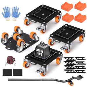 탈착식 사이드 가드가 장착된 BTEC 가구 돌리 5 휠 헤비 듀티 3900Lbs 용량 360 회전 브레이크 롤러 캐스터 카트 무버 터 도구 소파 침대 가전제품 안전