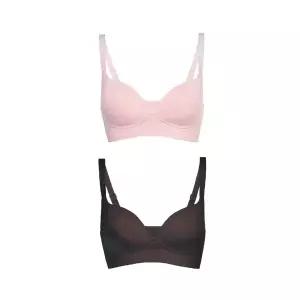 SKINON 스킨온 와이어리스 코지 브라 [핑크, 브라운 2PC] 2100396