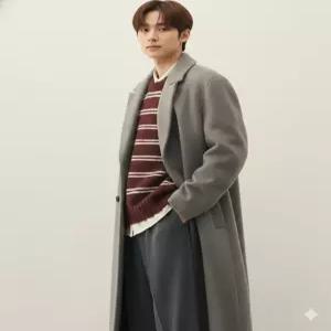 drawfit 프리미어 퓨어 울 로브 더블 코트 MELANGE TAUPE