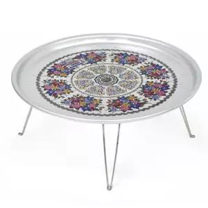 빈티지 꽃무늬 라운드 양은 밥상 레트로 인테리어상 좌식상 혼술상 가벼운상 집들이상 막걸리상 다용도상