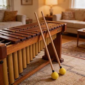 1쌍의 메이플 우드 실로폰 말렛노란색 실 헤드 포함 - 중급 연주자용 따뜻 풍부한 사운드 마림바 말렛