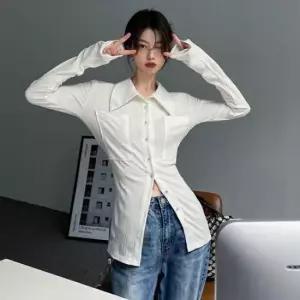 [옷은날개] 소울리즈티 긴팔 슬림 루즈 카라 셔츠 롱 무지 데일리