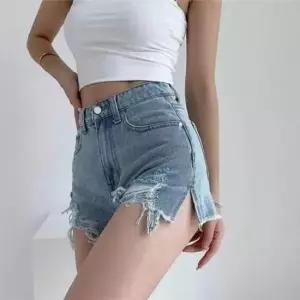 [옷은날개] 트임 찢청 반바지 여자 데님 핫팬츠