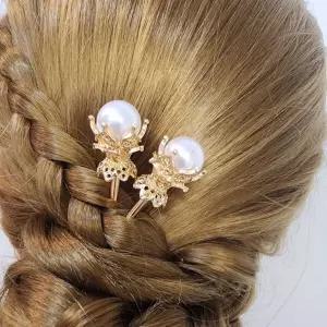 레트로 은색 금색 크리스탈 비녀 혼주 머리핀 뒤꽂이