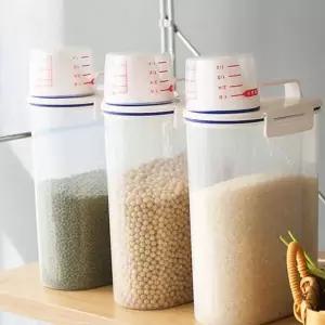 용기 소분 시리얼 다용도 보관 밀폐형 곡물 투명 손잡이쌀통