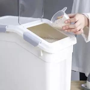 택1 소형 미니 밀폐 쌀통 쌀보관통 바퀴 잡곡통 사료통 쌀보관함