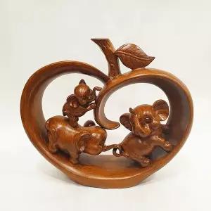 원목 하트 코끼리 고급스런 거실 테이블 장식 소품