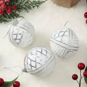 [RIZPICK]체크 글리터 장식볼 3p세트 트리 리스장식 글리터장식