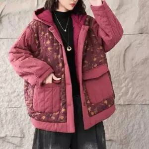 여사친 겨울 캐주얼 면 다운 트렌디 후드 가디건 기모 아이템 린넨 카디건 프린트 HT4