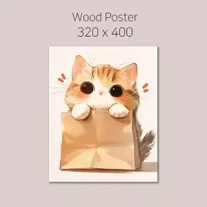 귀여운 고양이 우드 액자 포스터 소품 인테리어 우드 고양이 반려견