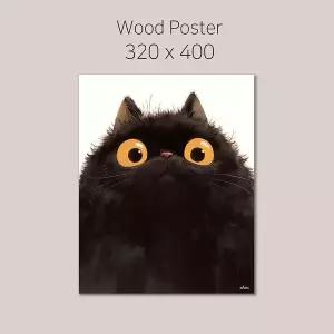 고양이 우드 포스터 벽 액자 그림 소품 집들이 선물 우드 고양이