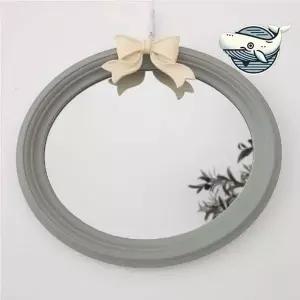 리본 장식 고리 거울 앤틱 인테리어 화장대